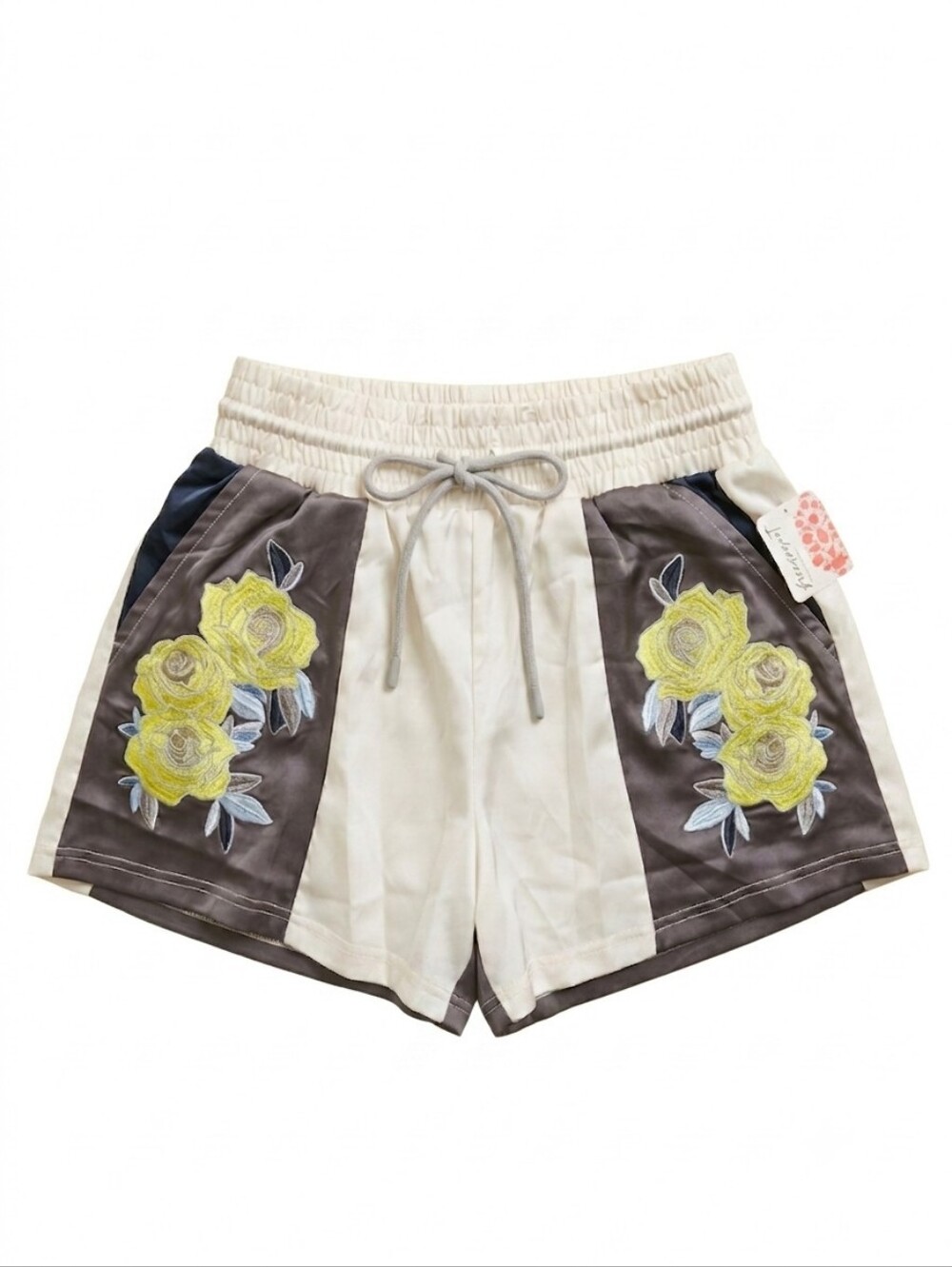 🍁 NWT| FP Movement Satin Rose Boxer Shorts Ivory Grey - Picture 3 of 4